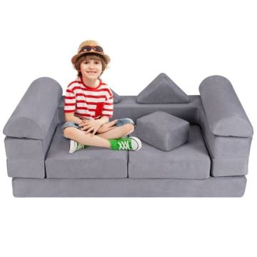 Modulārā bērnu sofa 130x66x52,5cm, pelēkas krāsas