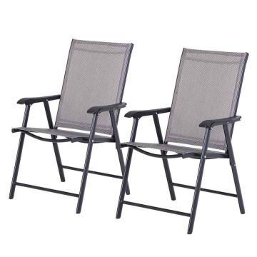 Komplekts no 2 salokāmiem kempinga krēsliem Outsunny 58x64x94cm, pelēkas/melnas krāsas