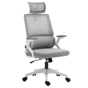 Biroja krēsls 58x61x119cm, pelēkas/baltas krāsas