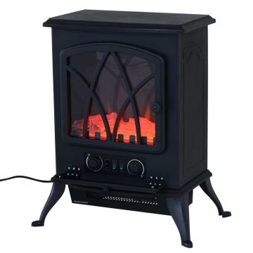 Elektriskais kamīns Homcom 45x28.5x54cm., melns