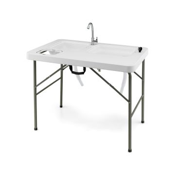 Туристический складной стол 101,5x65,5x107,5см, белый/серый