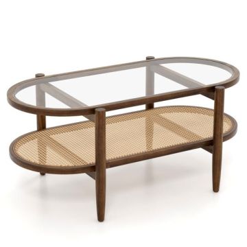 Kafijas galdiņš 102x56x47cm, brūnā krāsā