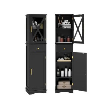 Полка для ванной 40x30x168см, черного цвета