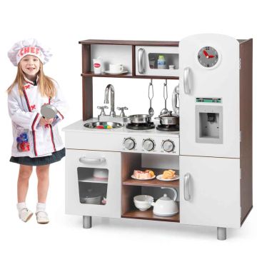 Детская кухня 73x29x81см, коричнево-белая