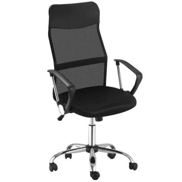 Biroja krēsls Homcom 50x64x119cm, melnas/sudraba krāsas
