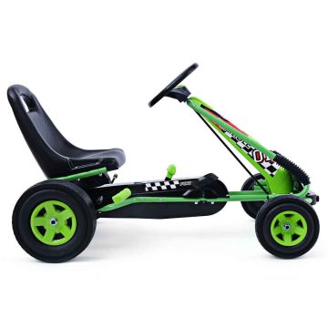 Bērnu pedāļu kartings 98x59x61cm, melnas/zaļas krāsas