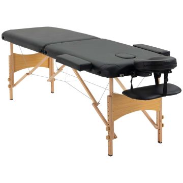Masāžas galds Homcom 215x80x88cm., melns/gaiši brūns