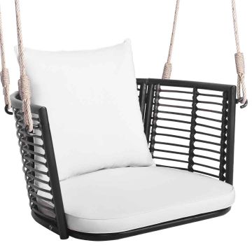 Piekarināmais krēsls 77x62x38cm, melns/balts