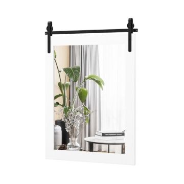 Sienas spogulis 76,5x56cm, balts/melns