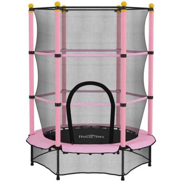 Batuts Homcom 140x140x190cm, rozā/melnas krāsas