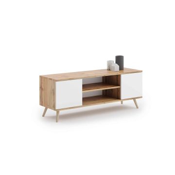 TV galdiņš Focus RTV 155x50x40 cm, dabīgs koks/balts