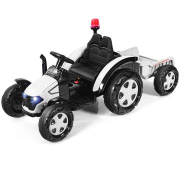 Bērnu elektriskais traktors 151x68x70cm, baltas/melnas krāsas