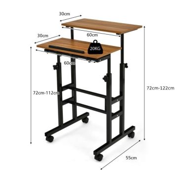 Стол для ноутбука 60x55x124см, черно-коричневый цвет