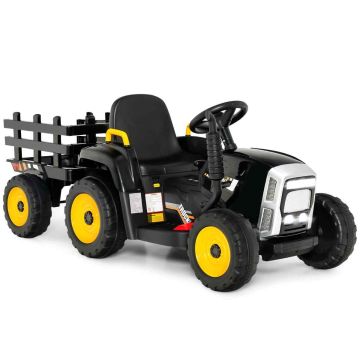 Bērnu elektriskais traktors 136,5x50x52,5cm, melnā krāsā