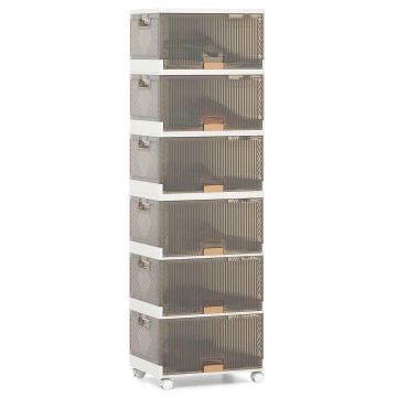 Обувной шкаф 37,5x27,5x121см, коричнево-белый цвет