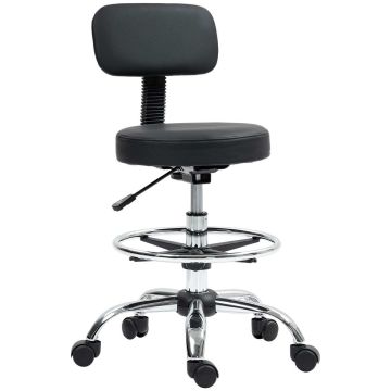 Biroja krēsls Homcom 52x52x92cm, melnas/ sudraba krāsas