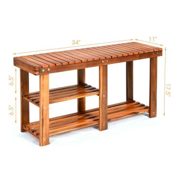 Обувная скамейка 87x28x45см, коричневого цвета