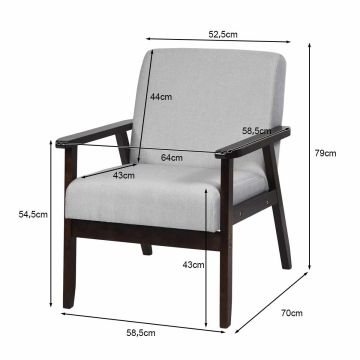 Accent armchair, Gray, 64 × 70 × 79 cm
