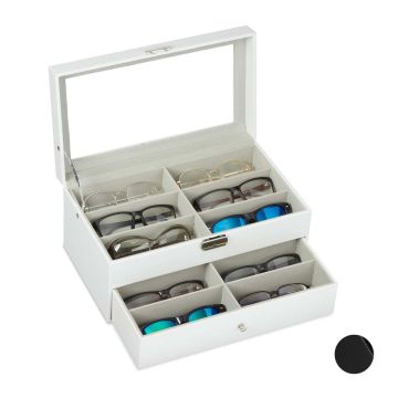 Briļļu glabāšanas kaste Relaxdays, līdz 6 briļļu pāriem, Balta, 33,5 × 15,5 × 19,5 cm