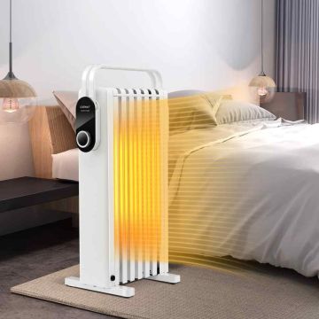 Eļļas radiators, 3 sildīšanas pakāpes, Balta, 27 × 70 × 26 cm