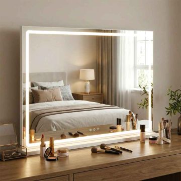 Lighted makeup mirror, 3 lighting colors, 80 × 62.5 × 14 cm
