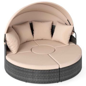 Round outdoor lounge bed, 4 modular seats, 172 × 180 × 141 cm