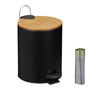 Круглое мусорное ведро Relaxdays, с ножной педалью, 5 л, Ø 20,5 × 26 см