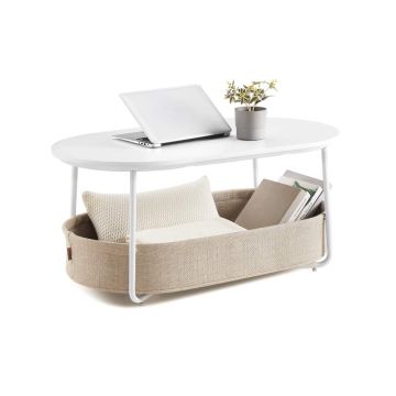 Apvalus kavos staliukas VASAGLE LCT244B56, su daiktadėže, 100 × 45,7 × 55 cm