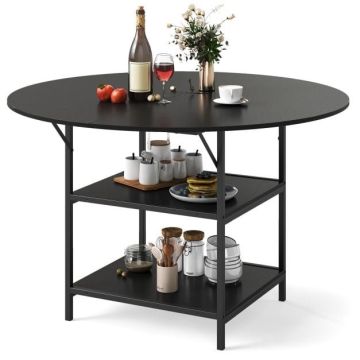 Round dining table, 2 shelves, Ø 120 × 76 cm