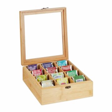 Tējas kaste Relaxdays 10046345.0, 12 nodalījumi, 9,5 × 26,5 × 28,5 cm