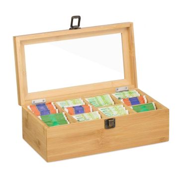 Tējas kaste Relaxdays, 4–10 nodalījumi, 29,5 × 10 × 17 cm