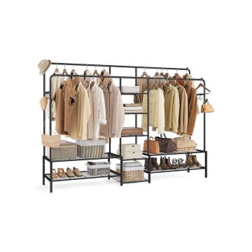 SONGMICS Open Wardrobe, 7 Shelves, Black, 195 × 172.8 × 45 cm