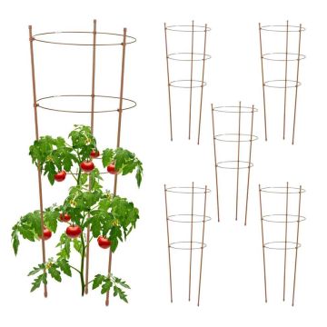 Augu balsti Relaxdays 10045109.0, 6 gab, Brūna, Ø 28 × 76 cm