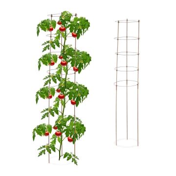 Augu balstu komplekts Relaxdays 10045127.0, 2 gab., pa 5 gredzeniem, Brūna, 30 × 150 cm
