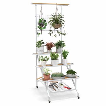 Plant stand, 3 tiers, 4 castors, 80 × 85 × 175 cm
