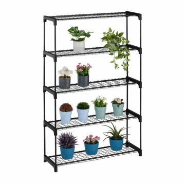 Augu plaukts Relaxdays 10050261.0, 5 plaukti, Melns, 91 × 140 × 28 cm