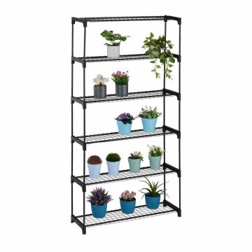 Augu plaukts Relaxdays 10050262.0, 6 plaukti, Melns, 91 × 174 × 28,5 cm