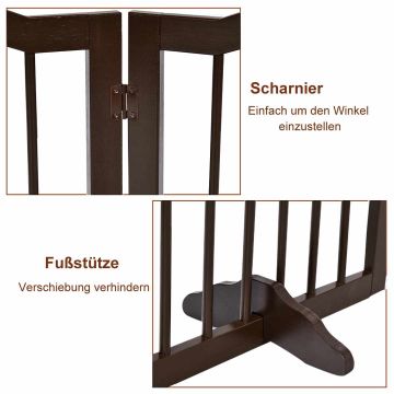 Pet Gate, 4 Panels, Brown, 204.47 × 60.96 × 1.27 cm