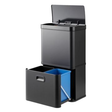 Automatic stainless steel waste bin, 56 l, black