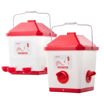 Automātiska vistu barotava un dzirdinātava VEVOR 5GAL F+D, 18,14 kg un 19 l, 3 un 6 atveres