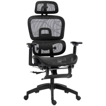 Biroja krēsls Homcom 66x64x122cm, melnas krāsas