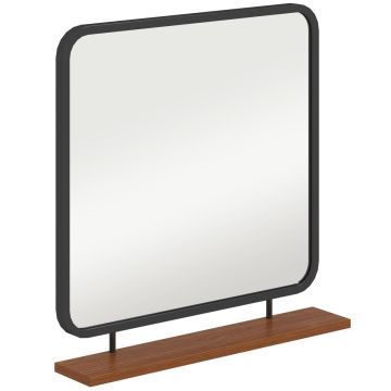 Spogulis ar plauktu Homcom 55x10x55,5cm, melnas/brūnas krāsas