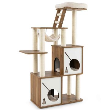Домик-царапка 68x38x145см, коричневый/песочный