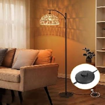 Grīdas lampa 25x160cm, melna/gaiši brūna krāsa