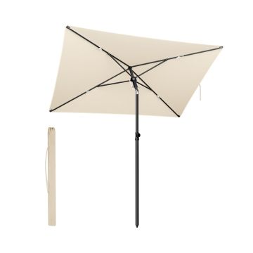 SONGMICS Balcony Umbrella, Rectangular, Tiltable, Gray
