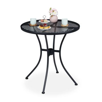 Balkona galds Relaxdays 10036727.0, apaļš, Ø 70 × 72 cm