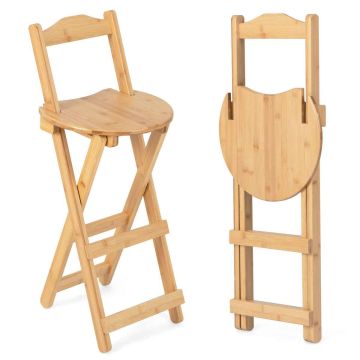 Bamboo folding chair with footrest, natural, 1 pc