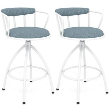 Bar stools, 2 pcs, Blue/white, 52 × 87 × 51 cm