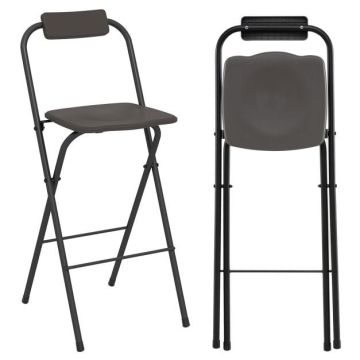 Bar stools, 2 pcs, Grey/black, 48 × 101 × 42.5 cm