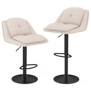 Bar stools, 2 pcs, Beige, 55 × 55 × 92–112 cm
